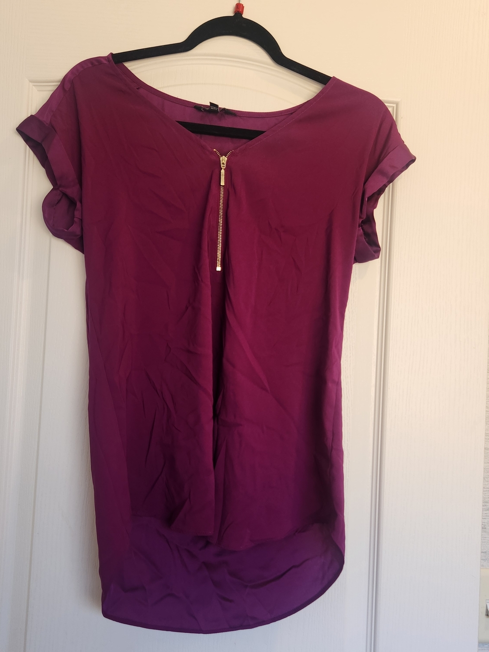 Express Plum Short Sleeve Blouse S Euc